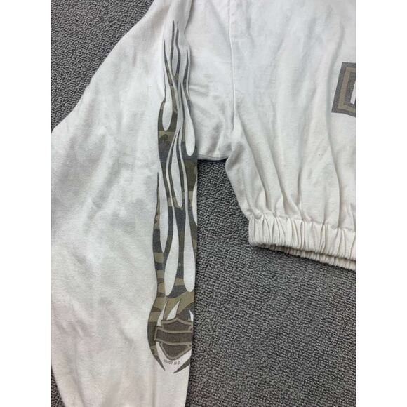 VTG Harley Davidson Cropped Graphic Shirt Size Small Camo Flames Tulsa Oklahoma - Picture 10 of 11